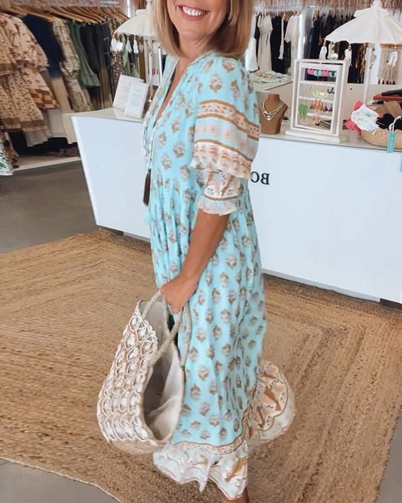 Sybil | Floral V-Neck Midi Dress
