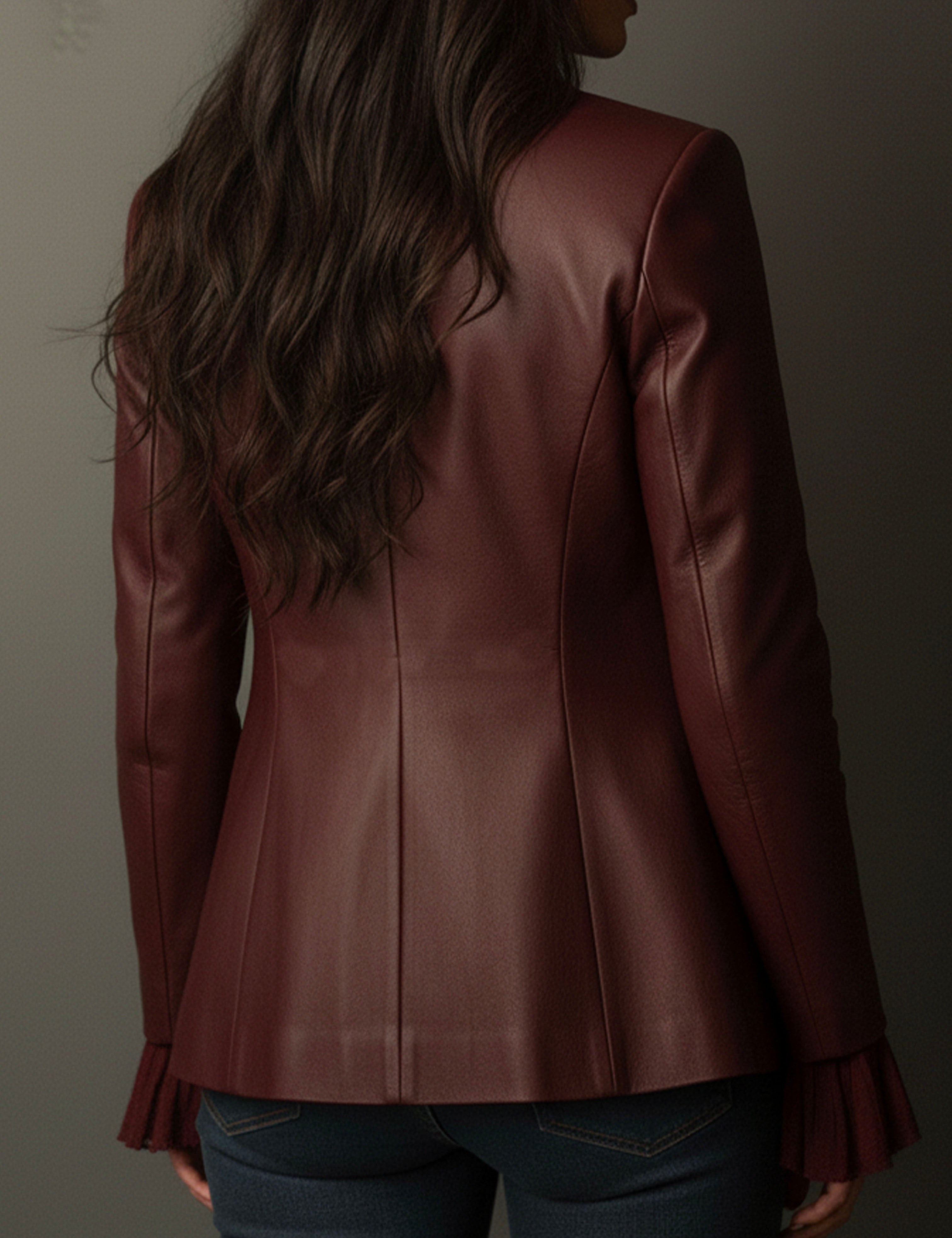 Dinah | Vintage Burgundy Eco-Leather Blazer