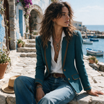 Anne | Retro Herringbone Jacket with Contrast Details