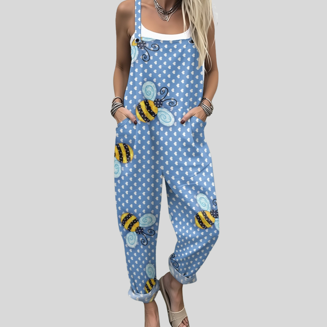 Christine | Light Blue Bee Dungarees