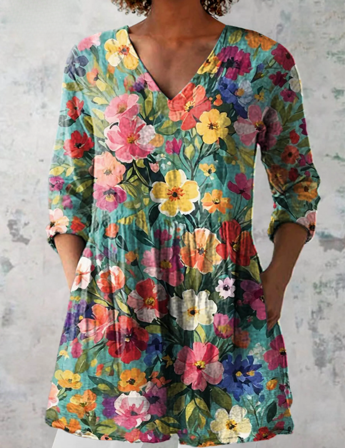 Effie | Long Blouse with Colourful Pattern