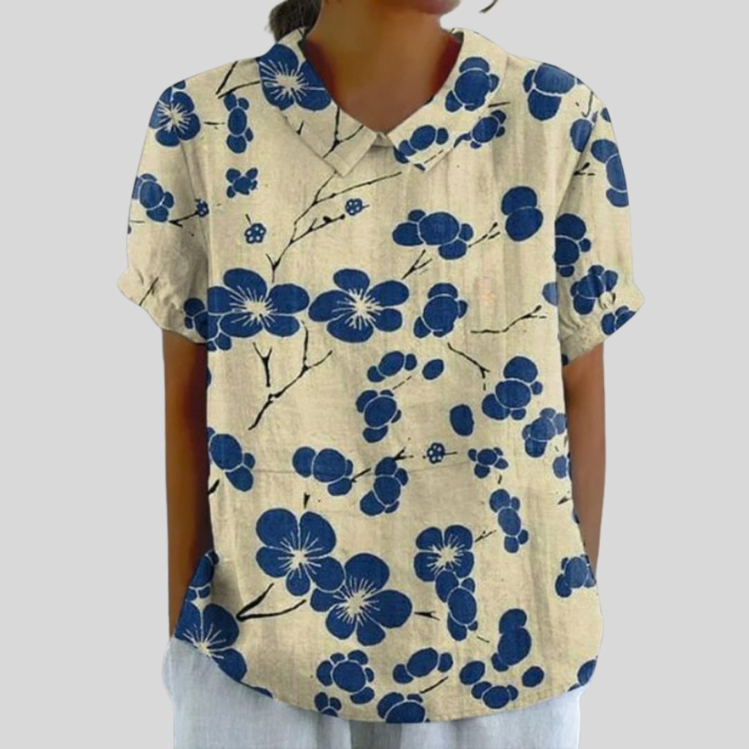 Elspeth | Floral Polo-Collar Blouse