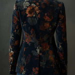 Chloe | Retro Floral Velvet Blazer with Metal Buttons