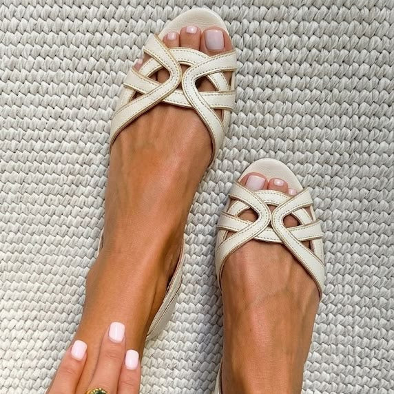 Cassandra | Elegant Cream Woven Sandals