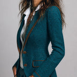 Anne | Retro Herringbone Jacket with Contrast Details