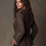 Antonia | Vintage Herringbone Jacket with Floral Design