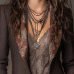 Antonia | Vintage Herringbone Jacket with Floral Design