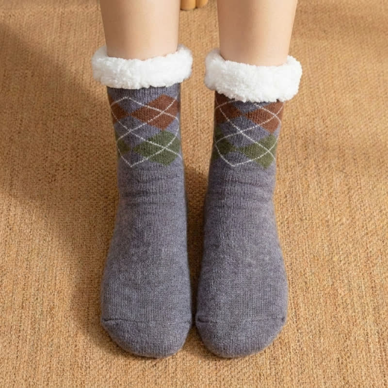 Trijntje | Checked house socks with sherpa trim