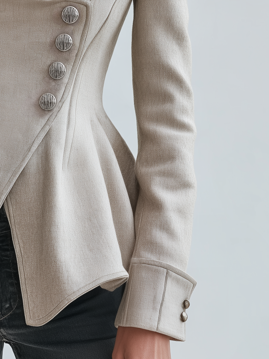 Arabella | Refined Ivory Asymmetric Button Blazer