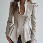 Arabella | Refined Ivory Asymmetric Button Blazer