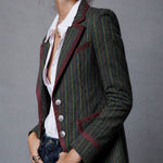Doreen | Retro Striped Wool Blazer with Contrast Trim