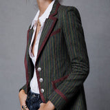 Doreen | Retro Striped Wool Blazer with Contrast Trim