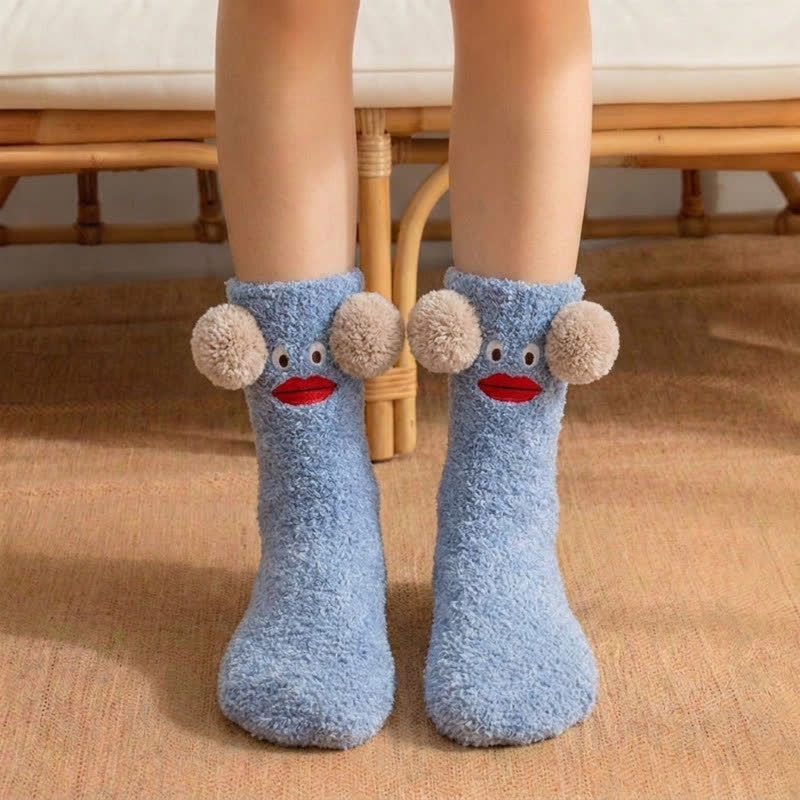 Geertje | Fluffy House Socks with Pom Poms