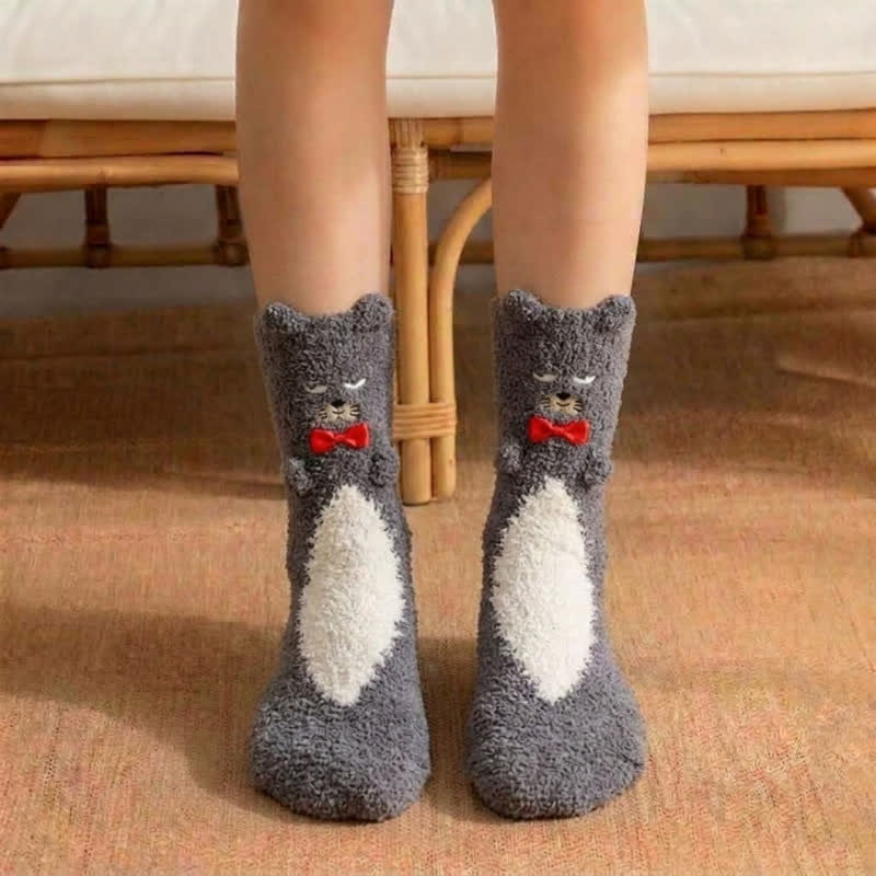 Esther | Plush Bear Socks with Bow