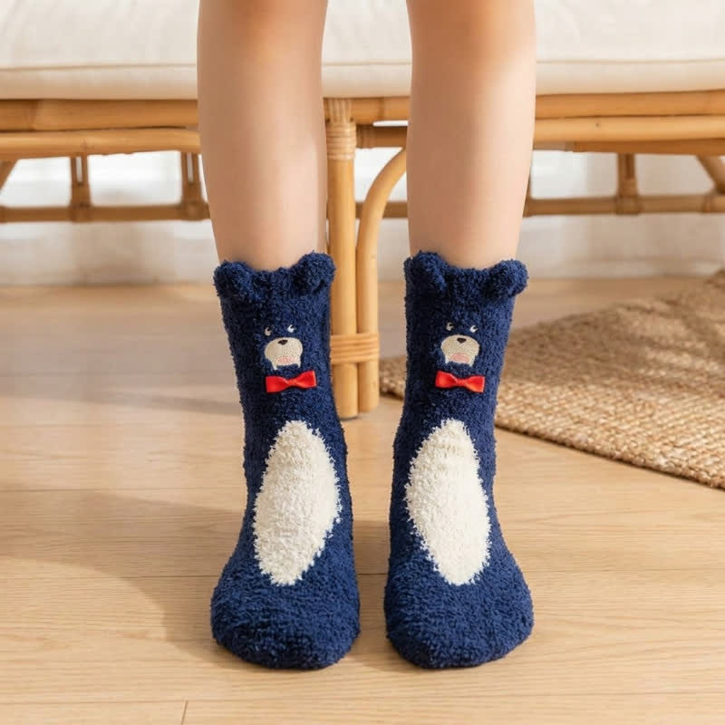 Esther | Plush Bear Socks with Bow