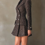 Dulcie | Elegant Double-Breasted Tapestry Blazer Mini Dress with Silver Buttons