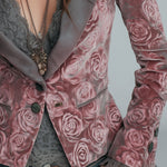 Esme | Elegant Pink Velvet Slim-Fit Blazer