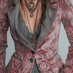 Esme | Elegant Pink Velvet Slim-Fit Blazer