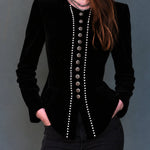 Elsie | Midnight Nomad Velvet Blazer with Pearl Details