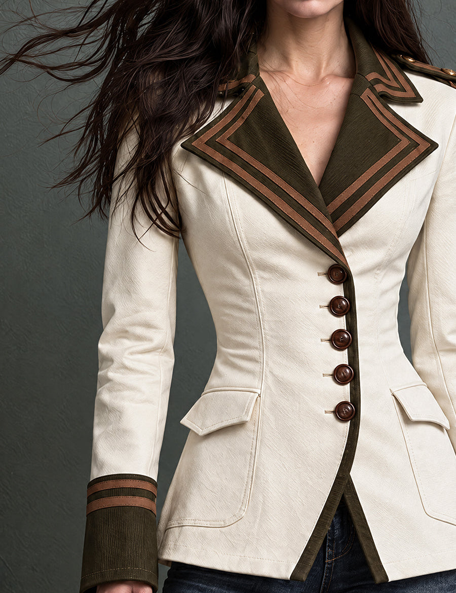Emma | Ivory Nomad Western Blazer with Pleats