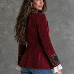 Cecily | Vintage Jacket with Satin Collar and Floral Details