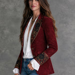 Cecily | Vintage Jacket with Satin Collar and Floral Details