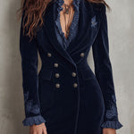 Eve | Double-Breasted Embroidered Velvet Blazer Dress