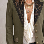 Felicity | Olive Blazer with Lace Trim