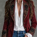 Cecily | Vintage Jacket with Satin Collar and Floral Details