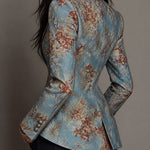 Georgia | Vintage Floral Double-Breasted Blazer, Cropped Style
