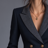 Diana | Blue Tailored Herringbone Double-Breasted Jacket