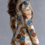 Edwina | Bohemian Floral Single-Button Jacket with Satin Collar