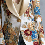 Edwina | Bohemian Floral Single-Button Jacket with Satin Collar