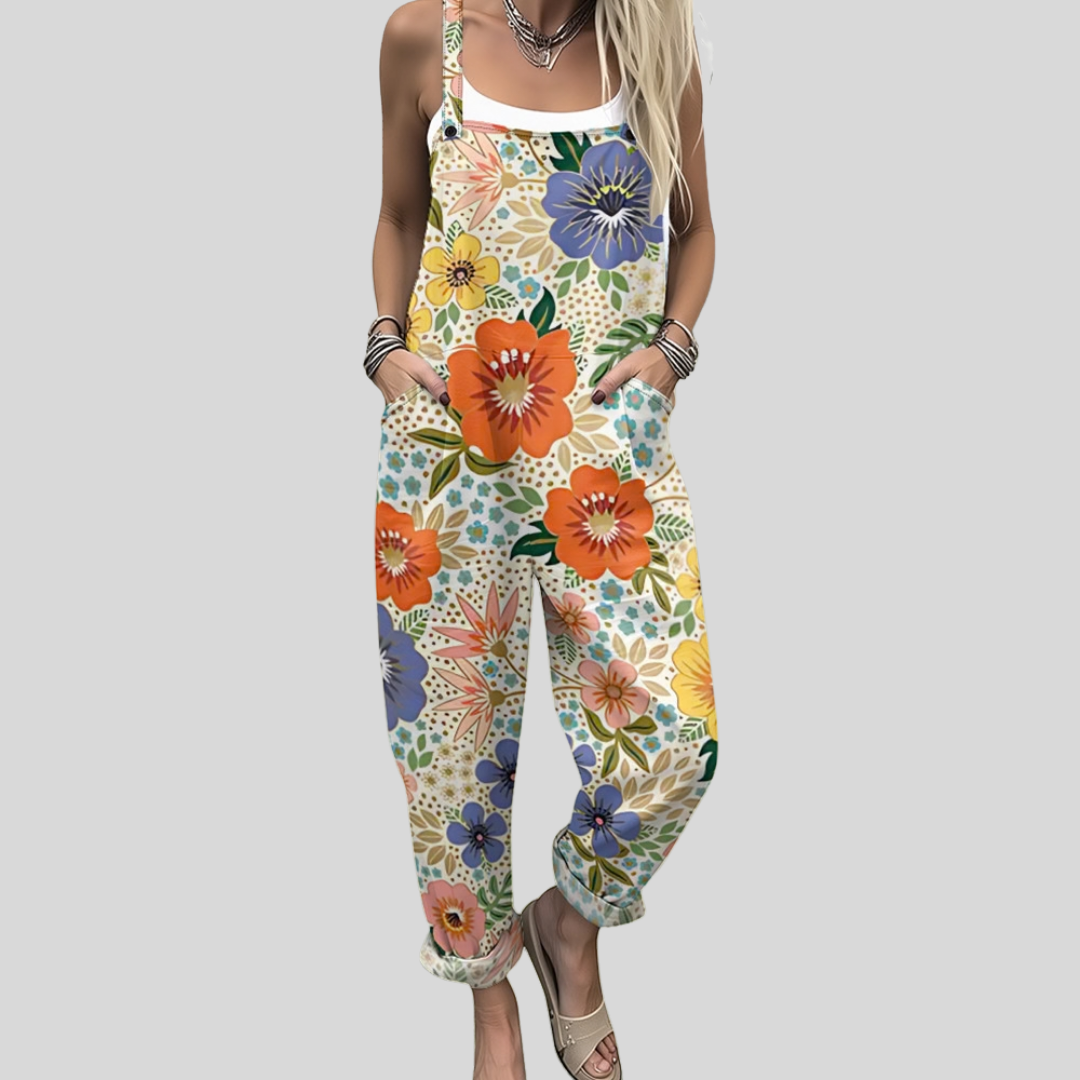 Irene | Colourful Floral Dungarees