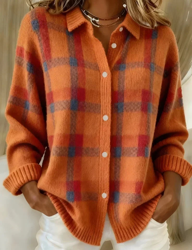 Megan | Check Button-Up Knitted Jacket