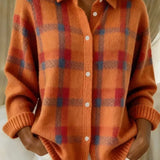 Megan | Check Button-Up Knitted Jacket