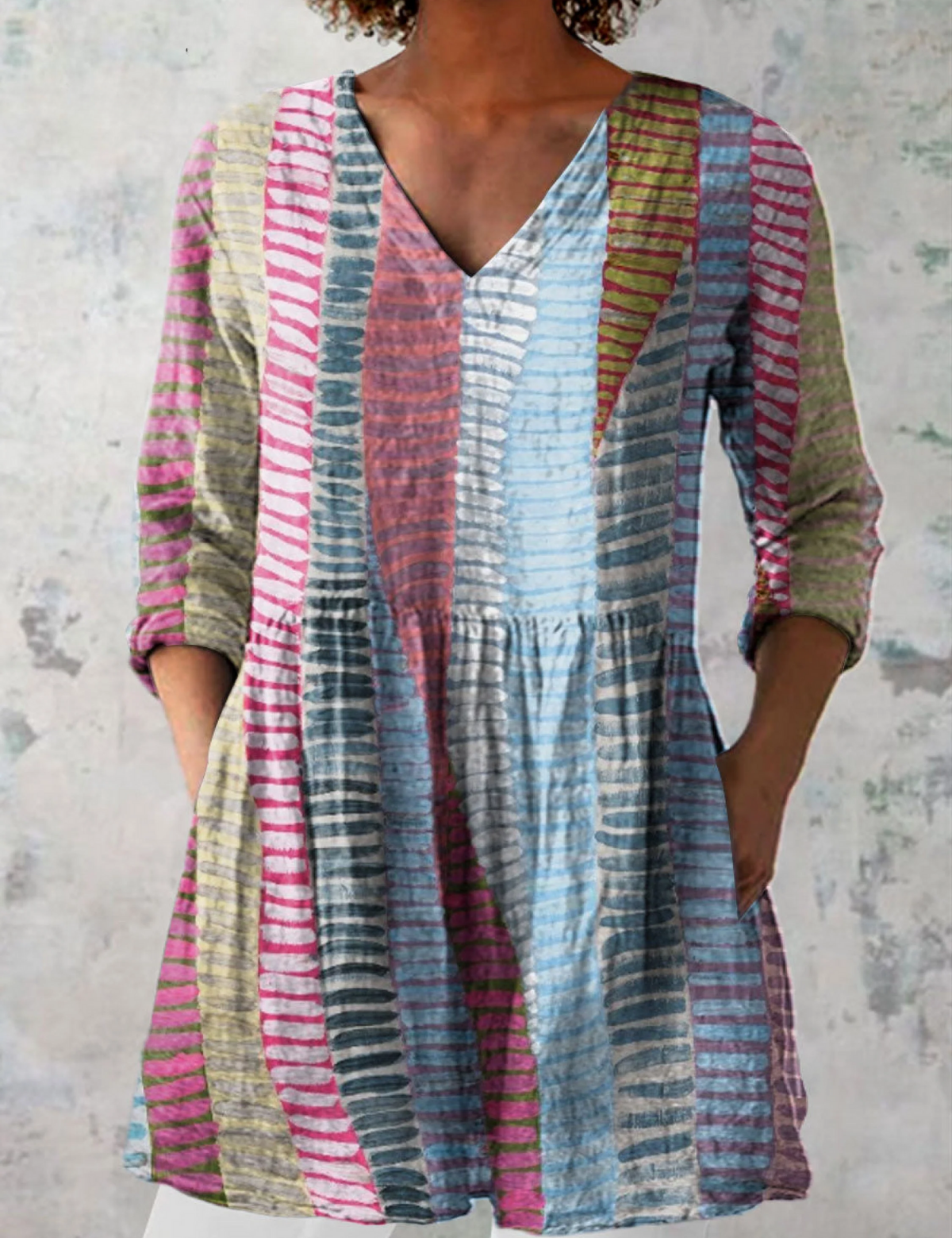 Rosemary | Multicolour Long V-Neck Top