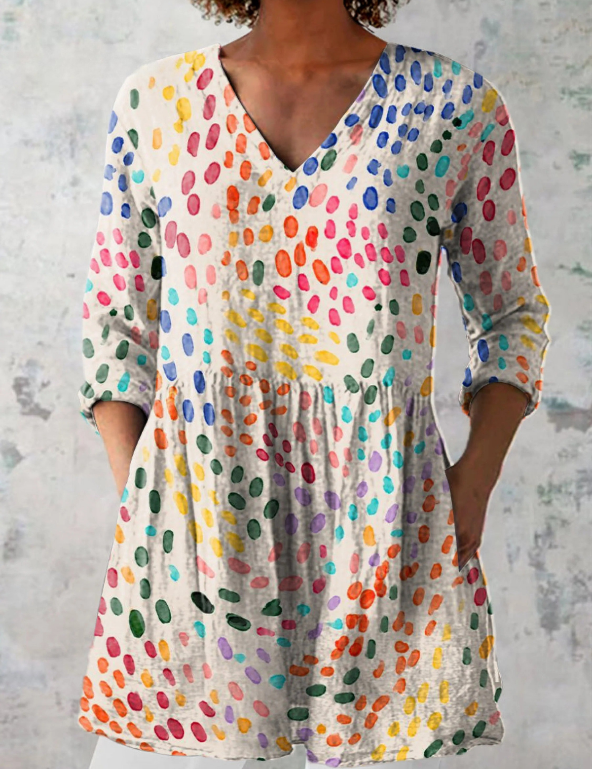 Yvonne | Long Blouse with Colourful Pattern