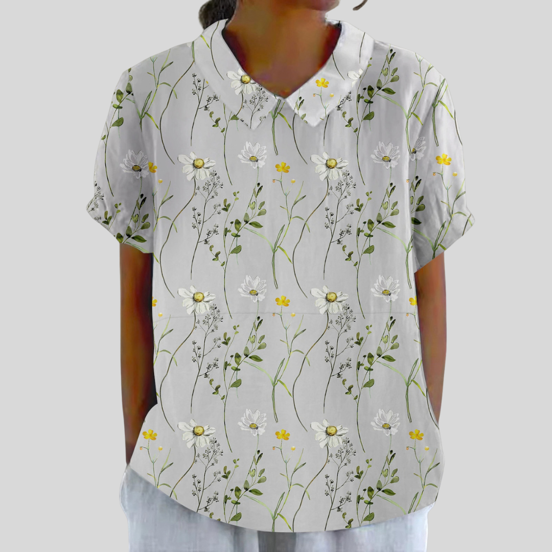 Ruth | Floral Polo-Collar Top