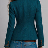 Anne | Retro Herringbone Jacket with Contrast Details