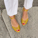 Imogen | Golden Woven Flip-Flops