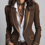 Anne | Retro Herringbone Jacket with Contrast Details