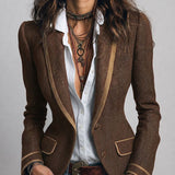 Anne | Retro Herringbone Jacket with Contrast Details