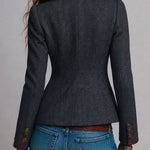 Anne | Retro Herringbone Jacket with Contrast Details