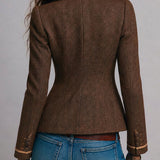Anne | Retro Herringbone Jacket with Contrast Details