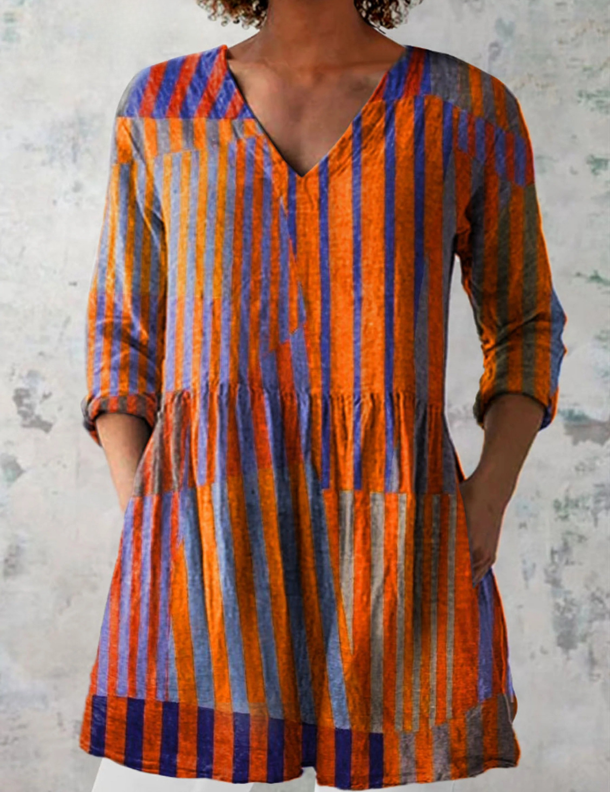 Agnes | Long Blouse with Colourful Pattern