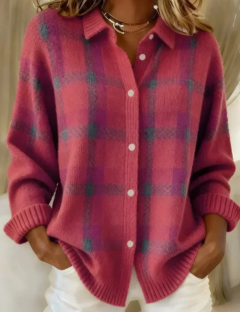 Ashley | Classic Collared Check Knit Shirt