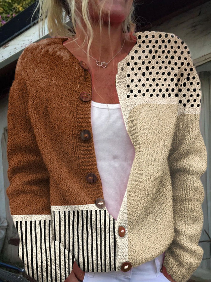 Esme | Minimalist Button-Up Cardigan with Abstract Design