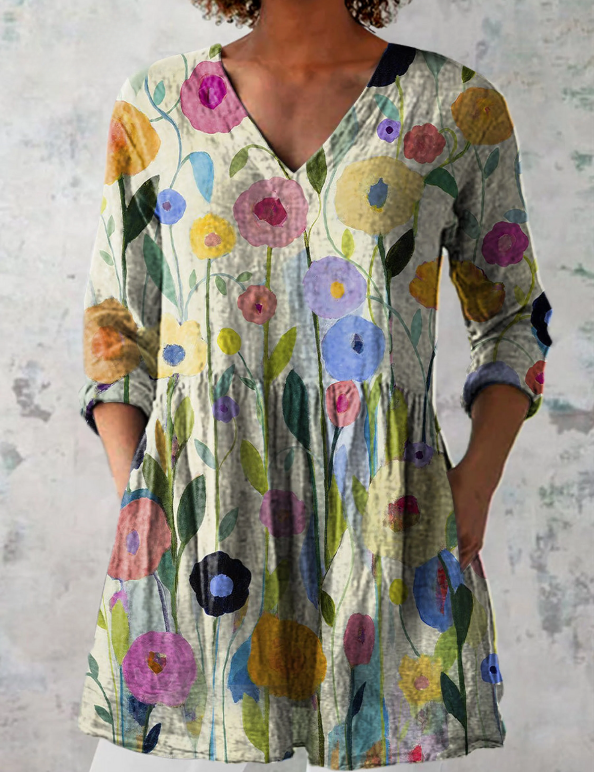 Ellen | Multicolour Long Patterned Blouse
