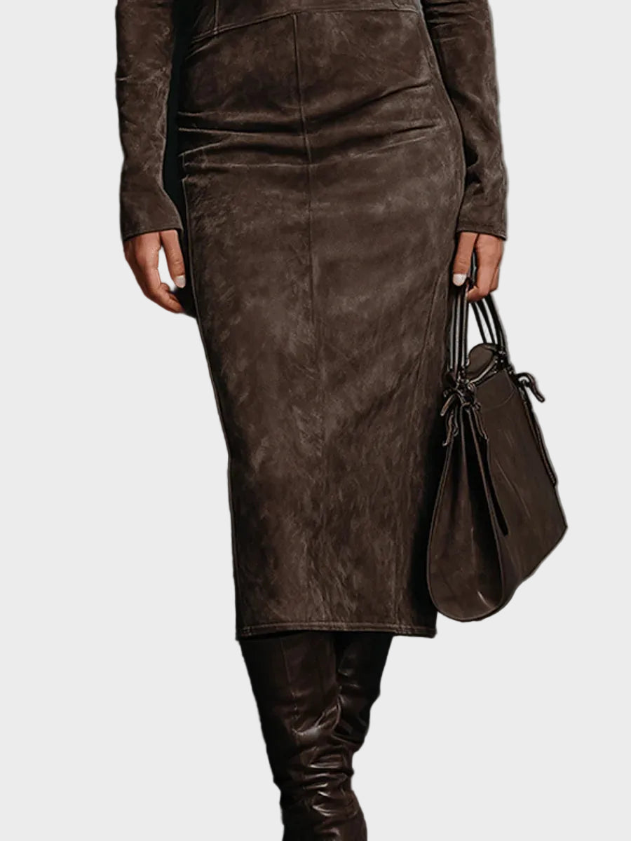 Harriet | High-Neck Long-Sleeve Midi Dress
